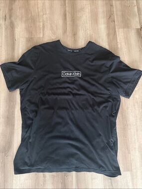 Calvin Klein Black Short Sleeve Logo Tee with White Logo